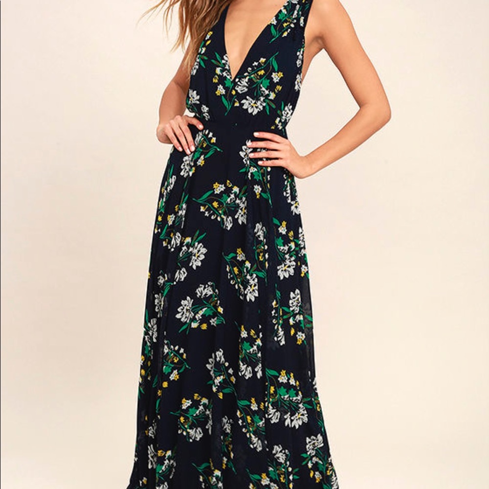 Lulu’s Remember the Days Navy Blue Maxi Dress